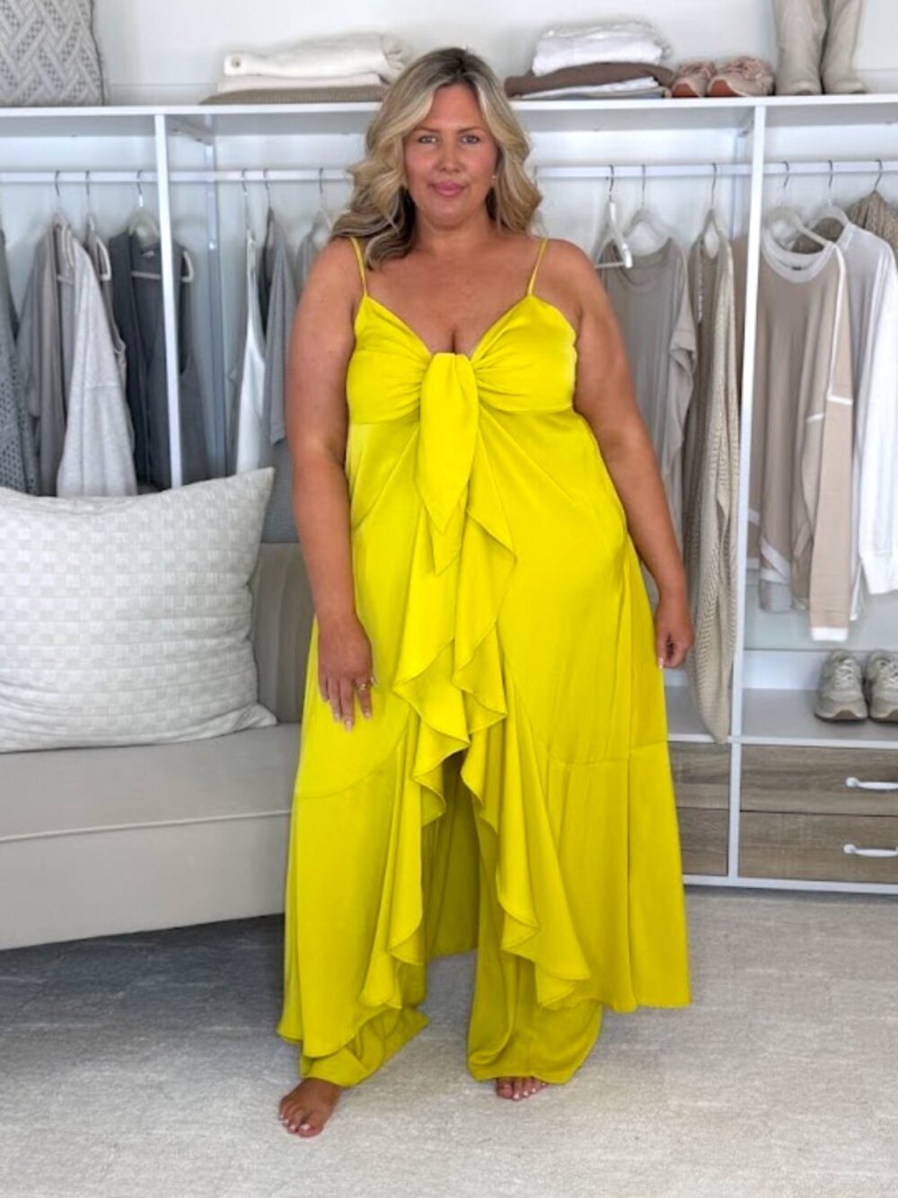Eloquii Tie Front Ruffled Duster Cami